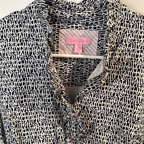 Lilly Pulitzer It’s A Lilly Dress Belted Dress, Long Sleeve, Navy White, Size 4 - Picture 2 of 4